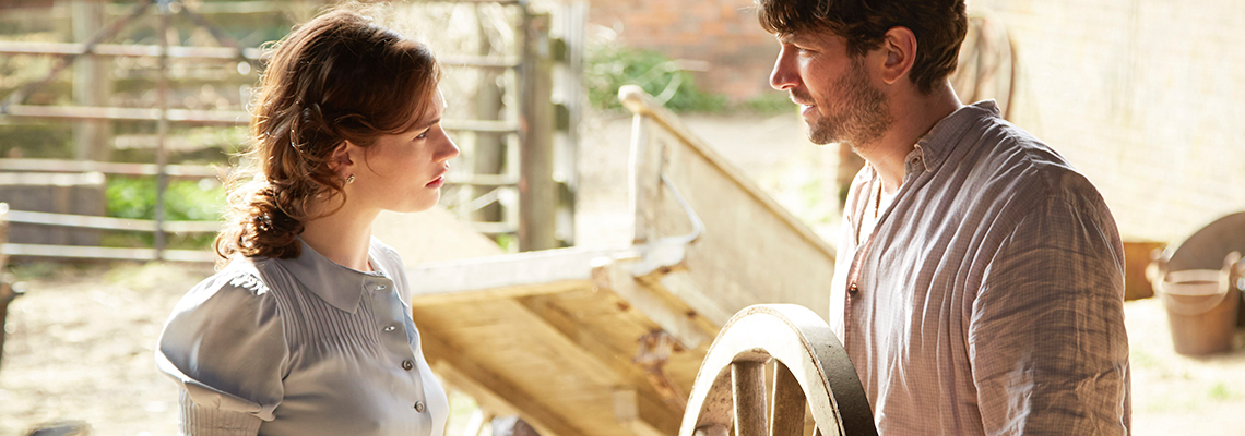 Lily James and Michiel Huisman in The Guernsey Literary and Potato Peel Pie Society
